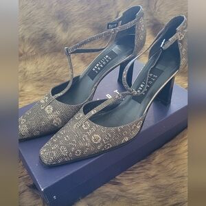 Stuart Weitzman Women's Tan Snake Print Heels